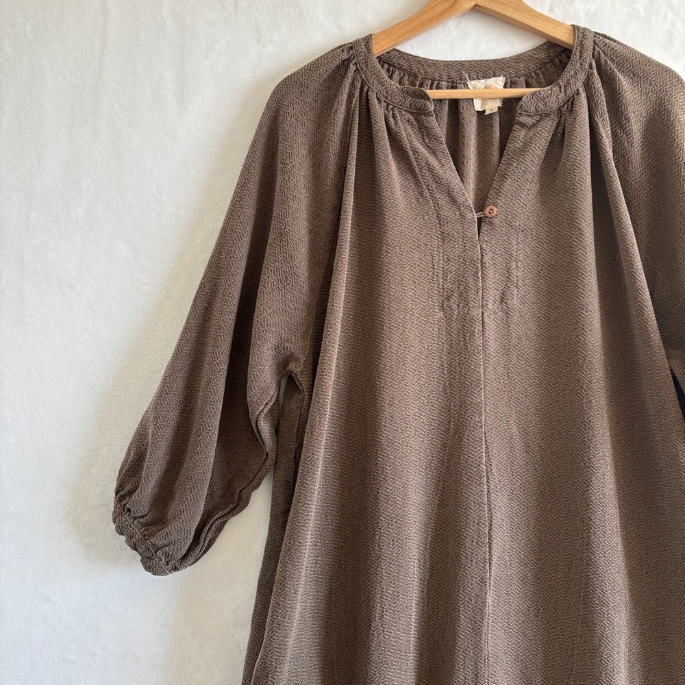 neve & hawk brown textured midi dress size small - Picture 2 of 10